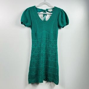 NEW Freshman 1996 Teal Green Crochet Dress Size Medium
